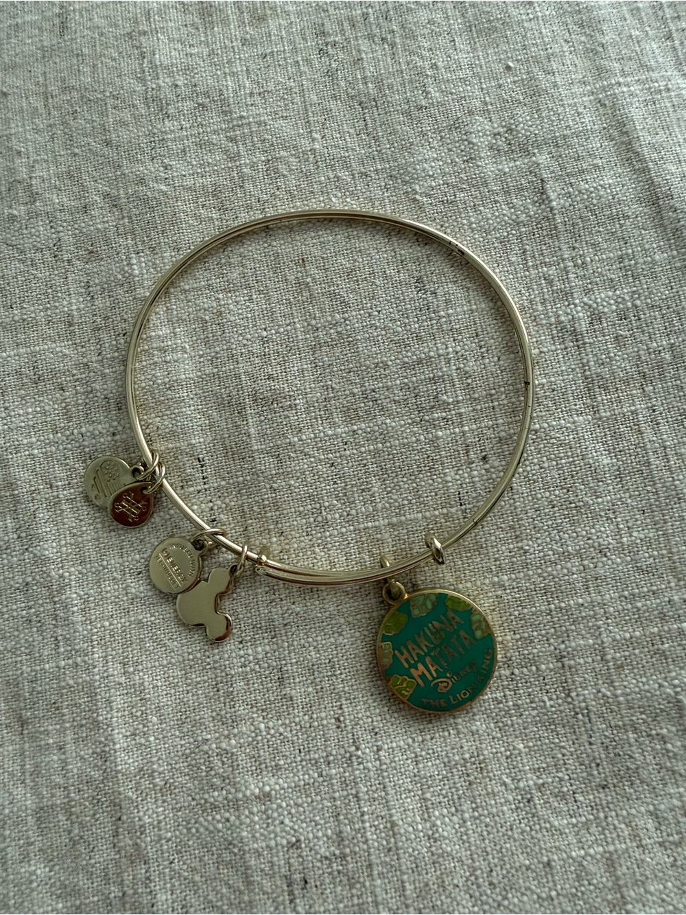 Disney Alex and Ani Gold Charm Bangle with Lion King Charm